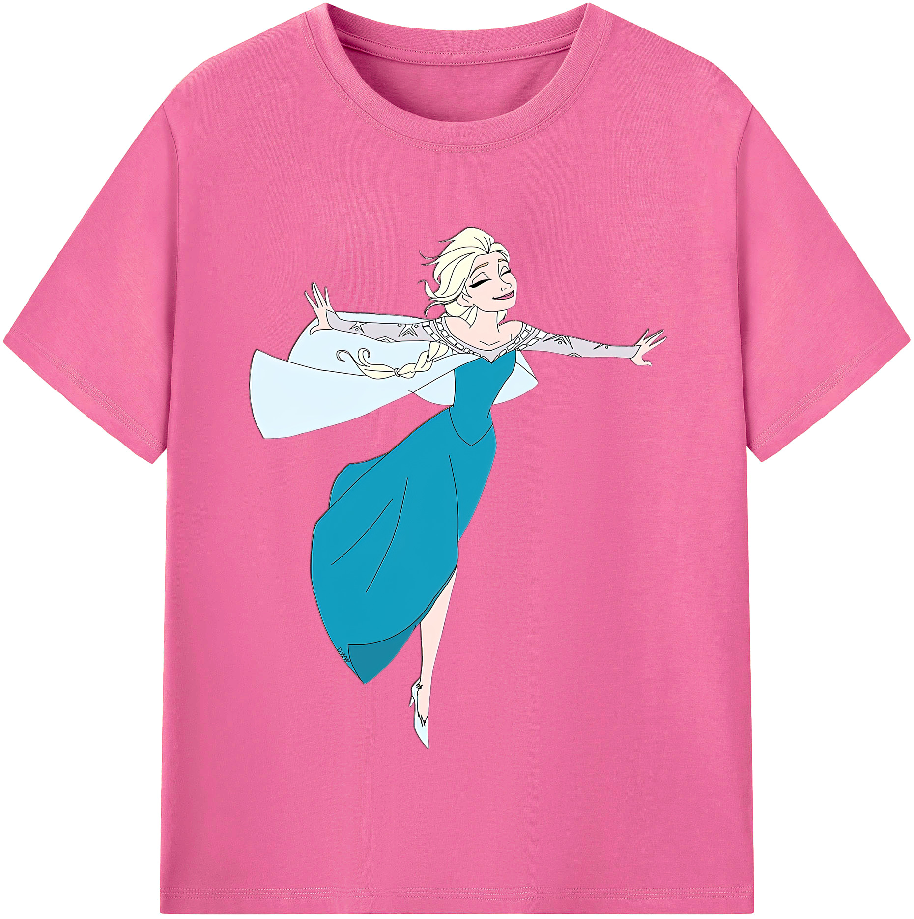 （画像用） アナと雪の女王 アンナ エルサ Frozen Anna Elsa レディースカジュアルプリントTシャツ（綿100％）